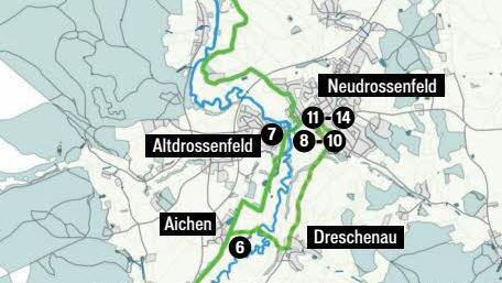 Der Rot-Main-Auenweg führt von Langenstadt in Richtung Bayreuth.