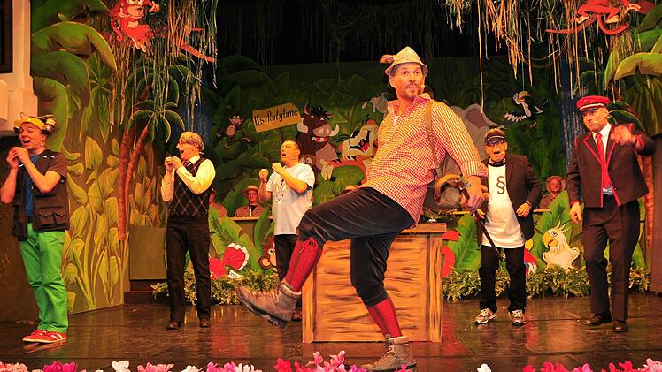 Atemberaubende und satirische Einblicke in die "Tierwelt" des Dschungels gaben die Sänger der "Rabbit Harmonists" mit (von links) Ludwig Wolf, Jürgen Bätz, Markus Wolf, Markus Lenhardt, Martin Gasper und Martin Eck.