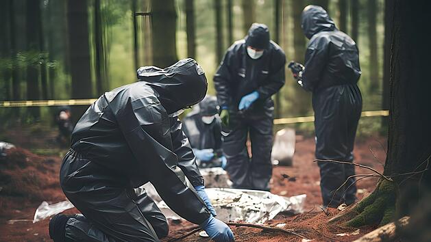 KI-Symbolbild: Spurensicherung, Polizei, Kripo, Kriminalpolizei