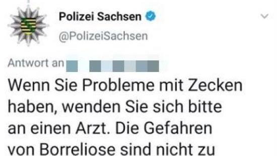 Humorvoll reagierte die sächsische Polizei auf die Kritik an ihrem Vorgehen gegen Rechtsextreme. Foto: Screenshot Twitter