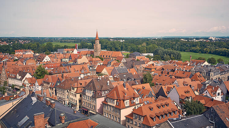 Ausblick auf F&uuml;rth vom Rathausturm aus