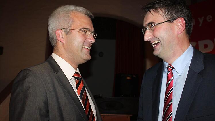 Der Saalfelder Landrat Marko Wolfram hielt die Festrede. Mit im Bild der Ludwigsstadter Bürgermeister Timo Ehrhardt.