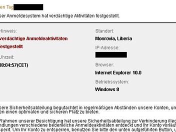 Derzeit kursieren "Phishing-Mails" im Internet: Diese "Warnung" landet vermehrt in den Postfächern zahlreicher Nutzer. Foto: Screenshot/Verbraucherzentrale Nordrhein-Westfalen (NRW)
