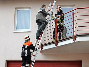 Rettung mit der Leiter Foto: Günther Straub
