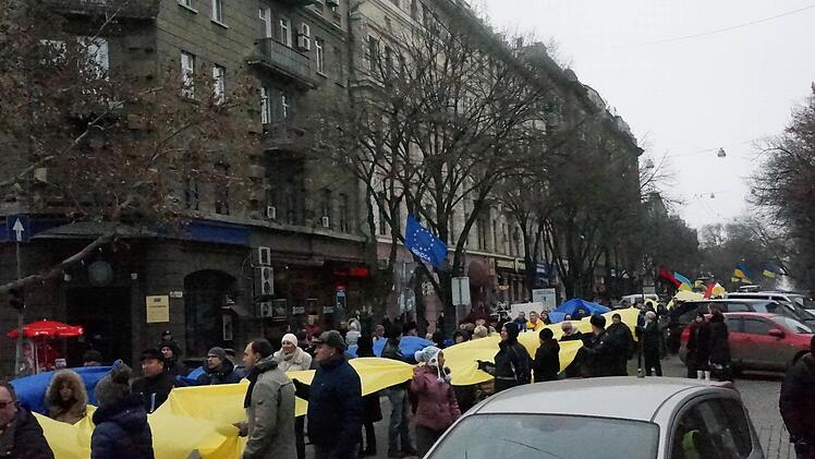 Eine der Demonstrationen, die Lena Schuster in Odessa erlebt hat.Foto: Lena Schuster