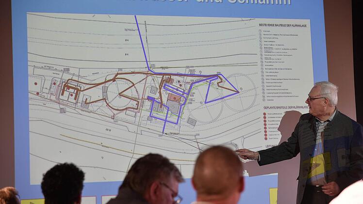 Jürgen Kittner vom Ingenieurbüro Kittner& Weber stellt den Verbandsräten die Projektplanungen zum Umbau der Meschenbacher Kläranlage am Mittwoch im Rathaus in Grub am Forst vor. Foto: Gabi Arnold