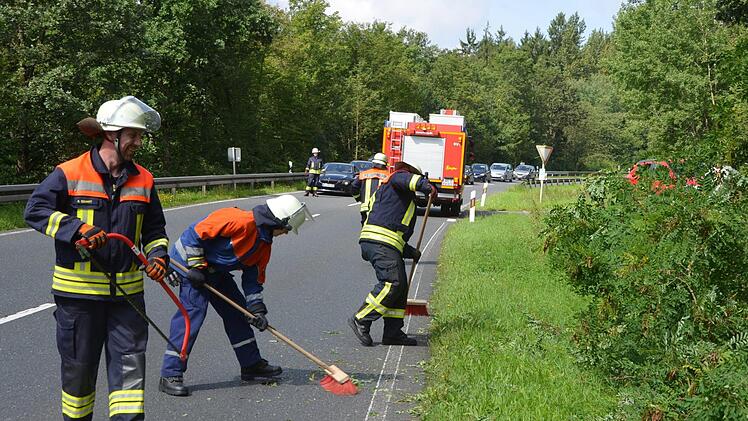 Mit einem lauten Knall war der Baum auf die Straße gestürzt. Die Zweige waren schnell weggeräumt.  Foto: Peter Rauch