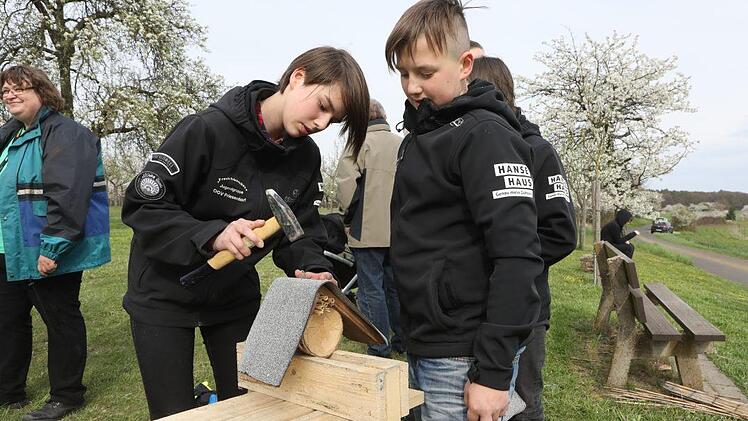 Und das Dach wird an die Baumscheibe genagelt. Foto: Barbara Herbst
