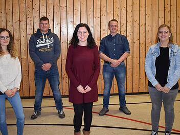 Sie führen künftig den Musikverein Schondra Rebecca Schmitt, Matthias Müller, Mona Schuhmann,Fabian Scheller und Clara Jörg