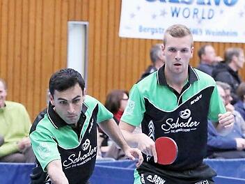 Grozdan Grozdanov und Patrick Forkel konnte eine 7:5-Führung im Entscheidungssatz nicht nutzen, um für die TTC-Herren einen positiven Einstieg gegen Weinheim zu bereiten. Foto: Horst Marr