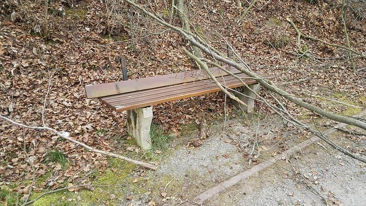 Kaputte Bank in der Au.  Foto: Potratzki