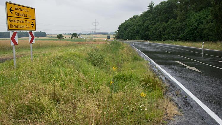 Der Gemeinderat Wonfurt fordert, dass die bestehenden Zufahrten zur Staatsstraße 2275 auch nach dem Bau des Radwegs von Donnersdorf nach Steinsfeld (auf der linken Seite im Bild) bestehen bleiben.