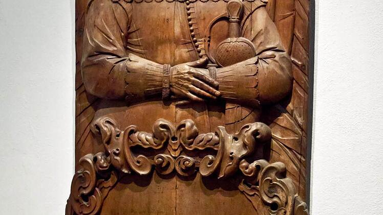 Ehemalige Deckplatte der Grabtumba von Johann Casimir in St. Moriz. Foto: Jochen Berger