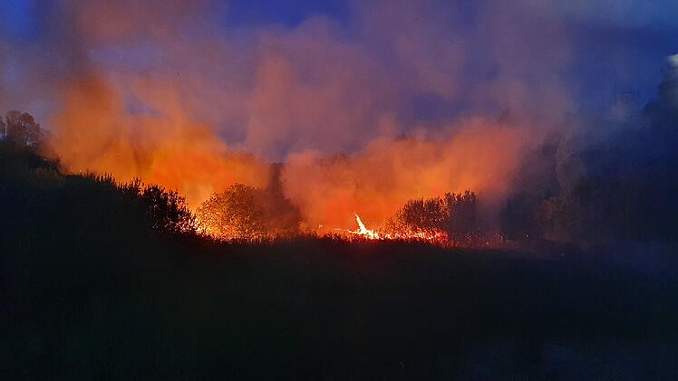 Vegetationsbrand bei Marloffstein (Kreis Erlangen-Höchstadt) am Montag, 8. August 2022