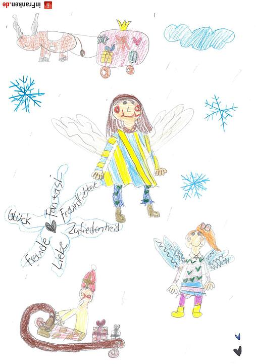 Selbstgemalte Weihnachtsbilder von Kindern aus Franken 2016