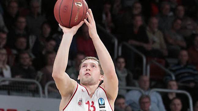 Janis Strelnieks war mit 21 Punkten Bambergs Bester, doch auch der Scharfschütze, der vier Dreier versenkte, konnte die Niederlage nicht verhindern. Foto: sportpress