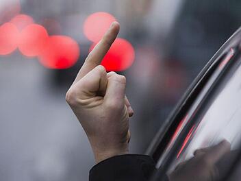 Das wird teuer: Zwei Männer haben am Samstagabend in Kulmbach einer vorbeifahrenden Polizeistreife den Stinkefinger gezeigt. Das gibt eine Anzeige wegen Beamtenbeleidigung Symbolfoto: Jens Büttner / dpa