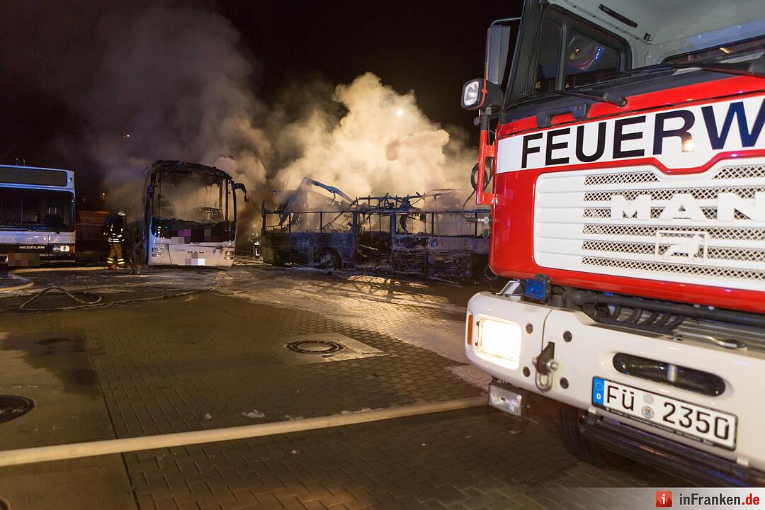 Erste Bilder: Mehrere Busse stehen in Vollbrand