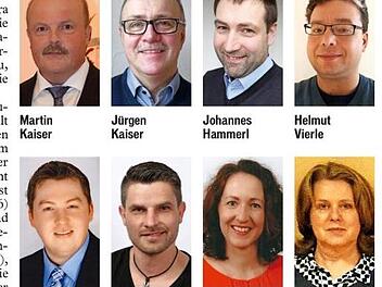 Die acht Auraer Gemeinderäte.