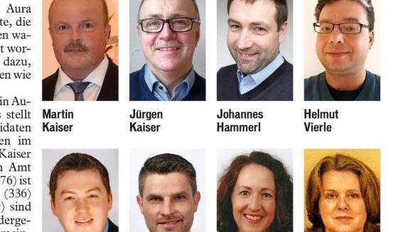 Die acht Auraer Gemeinderäte.