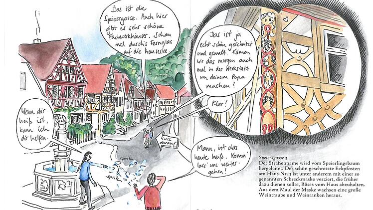 Ein Auszug aus dem Comic-Stadtführer der Stadt Zeil, der anlässlich  der 1000-Jahr-Feier herausgegeben wird.
