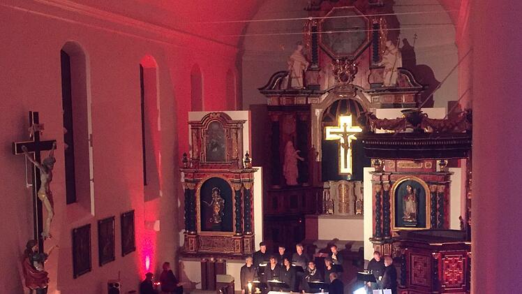 Eindrucksvoll präsentierte sich die Nacht der offenen Kirche auf dem Volkersberg. Foto: Arnold Brust