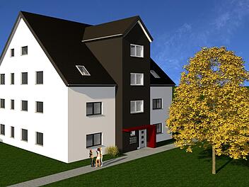 Zwei solcher Häuser entstehen im Hans-Grimm-Weg in Mainleus. Visualisierung: Architekt  Thomas Küfner