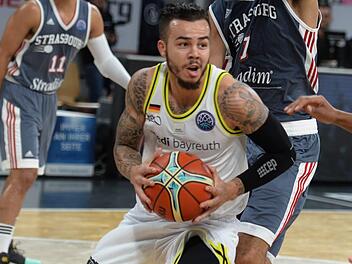 Gabe York setzte sich gegen Straßburg immer wieder gut in Szene und war mit 21 Punkten Bayreuther Topscorer.  Foto: Peter Mularczyk