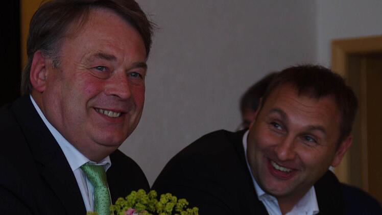 Minister Helmut Brunner (l.) und MdL Jürgen Baumgärtner empfanden das Gespräch in Nurn als "Wohlfühltermin". Foto: Marco Meißner