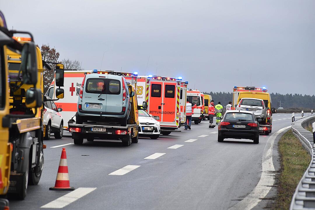 Massenunfall auf der A73 bei Breitengüßbach