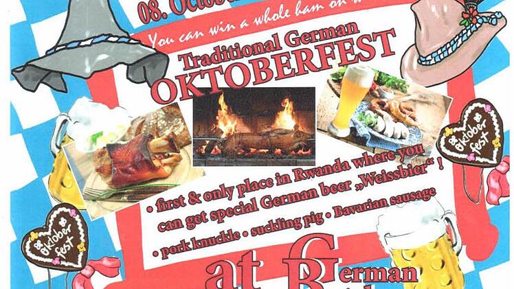 Mit diesem Plakat wird für das Oktoberfest in Ruandas Hauptstadt Kigali geworben. Initiator der Veranstaltung ist der ehemalige Bad Brückenauer Sternwirt Alfred Schäfer. Foto: Alfred Schäfer privat