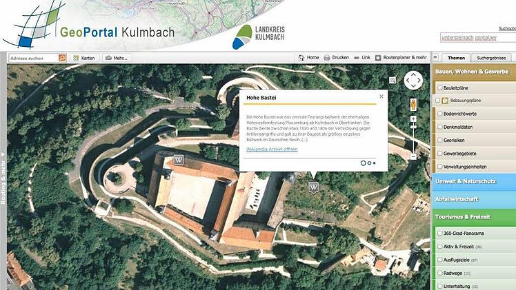 Sehenswürdigkeiten mit Detailbeschreibungen aus Wikipedia. Hier: Hohe Bastei der Plassenburg.