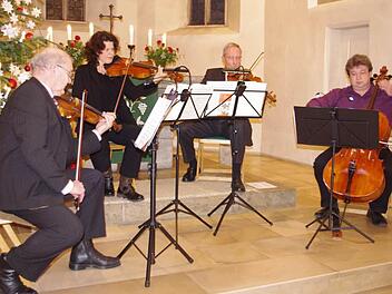 Das Streichquartett mit (von links) Frank Steiner, Corinna Bassing, Karl-Heinz Kostka und Bernhard Krügel begeisterte beim Neujahrskonzert in der Christuskirche.  Foto: Heike Schülein