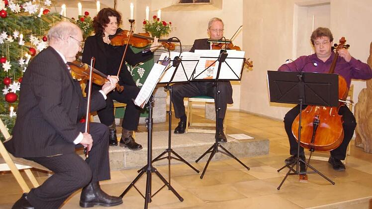 Das Streichquartett mit (von links) Frank Steiner, Corinna Bassing, Karl-Heinz Kostka und Bernhard Krügel begeisterte beim Neujahrskonzert in der Christuskirche.  Foto: Heike Schülein