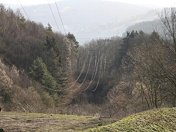 Bei Volkers führt eine Stromleitung hinunter nach Römershag und weiter in die Schwarzen Berge. Das Gebot der Bündelung könnte dazu führen, dass hier auch die neue Leitung gebaut wird. Doch das ist zum jetzigen Zeitpunkt noch reine Spekulation. Foto: Archiv/Ulrike Müller