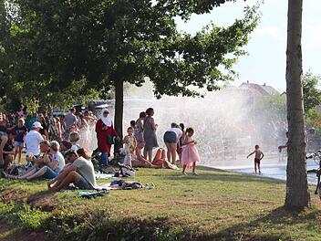 Rund 700 Menschen standen am Freitag Hand in Hand um den Eisweiher. Fotos: Johanna Blum
