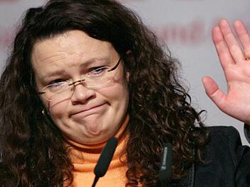 Andrea Nahles hat sich verabschiedet - die Kulmbacher Sozialdemokraten sorgen sich um ihre Partei. Foto: Jochen Lübke/dpa