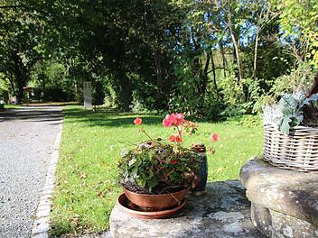 Auf dieser Wiese neben der Kreuzigungsgruppe wird in Münnerstadt schon seit ein paar Jahren eine naturnahe Bestattung angeboten. Jetzt sollen Baumbestattungen hinzukommen. So hat es der Haupt- und Finanzausschuss dem Stadtrat empfohlen. Foto: Thomas Malz