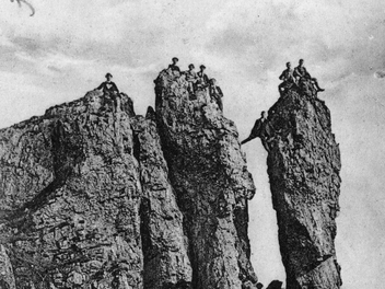 Klettern am Walberla auf einer Postkarte von 1912 Repro: löw
