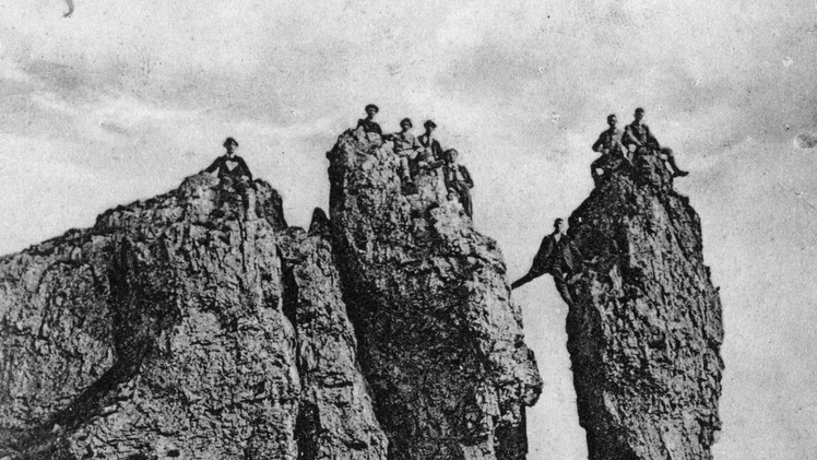 Klettern am Walberla auf einer Postkarte von 1912 Repro: löw