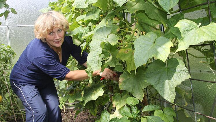Elisabeth Sangeorzan (55) pflanzt in ihrem Kleingarten an der Berliner Brücke vor allem Gemüse an. Fotos: Julia Schilling
