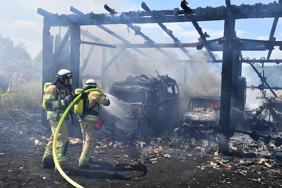 Scheunenbrand bei Memmelsdorf im Landkreis Bamberg