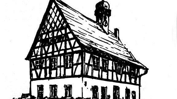 Eine Zeichnung des Gemeindehauses von Stöppach Foto: Michael Stelzner