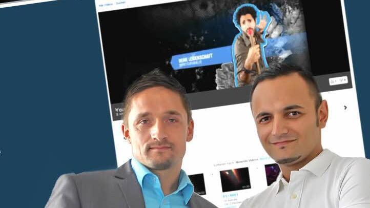 Christian Kress und Ünal Arap wollen mit ihrer "Ruhmröhre"   die  Casting-Welt von Bohlen & Co. revolutionieren.   Foto: Nikolas Pelke Grafik: Klaus Heim