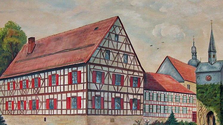 Die evangelisch-lutherische Kirchengemeinde hat erheblichen Renovierungsbedarf angemeldet. Klaus Wittmann hat das Ensemble mit Gemeindehaus, Kirche und Wehrturm als Wandbild für ein Gestungshäuser Gasthaus geschaffen.                                                                                                   Foto: Klaus Oelzner