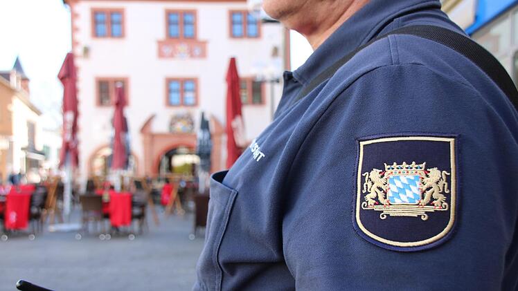 Das Wappen am Ärmel weist die Sicherheitswacht als staatliche Einrichtung aus (aufgenommen in Bad Kissingen). Foto: Ralf Ruppert
