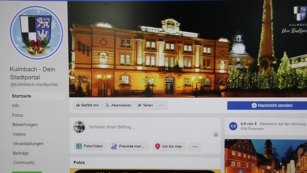 So pr&auml;sentiert sich die Seite "Kulmbach - Dein Stadtportal" auf Facebook. Um die Kommentarfunktion und gel&ouml;schte Anmerkungen von Nutzern zu einzelnen Posts gibt es nun aber Irritationen. Mancher spricht gar von Zensur.Screenshot: BR