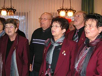 Die Geehrten bei ihrer Lieblingsbeschäftigung, dem gemeinsamen Singen (v. l.): Ingrid Schmitt, Heinrich Knauer, Margit Hofmann, Michael Striegel und Waltraud Kohl Foto: Amon