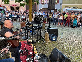 Andreas Kümmert begeisterte mit seiner Stimme und seinem Gitarrensound die Zuhörer am Münnerstädter Anger. Foto: Heike Beudert