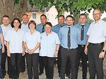 Kommandant Bernd Pitterich (Dritter von links) und sein Team